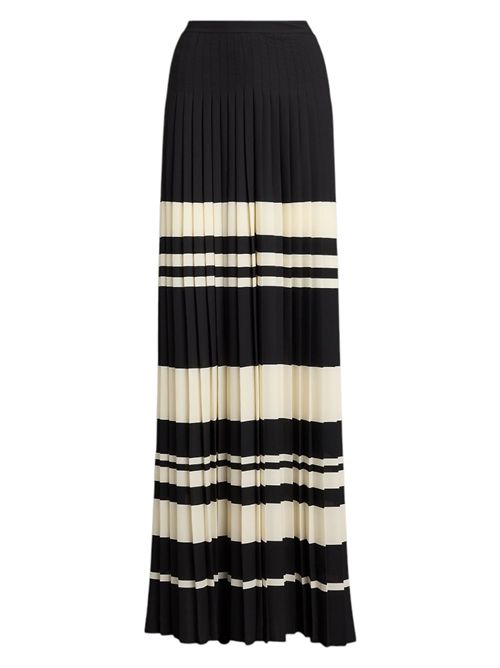 PANTALONI donna IN GEORGETTE PLISSETTATA A RIGHE avorio e nero Ralph Lauren | 200970173001